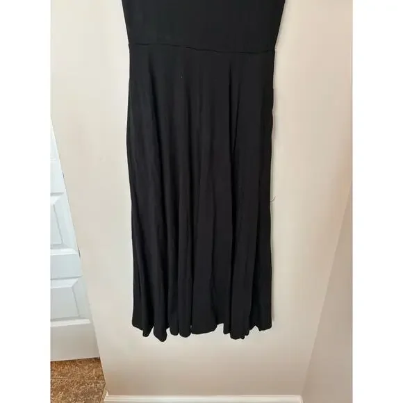 REFORMATION Jeans Lilian Midi Dress Black Jersey Stretch Swing Sz M Black Dress - Picture 5 of 8